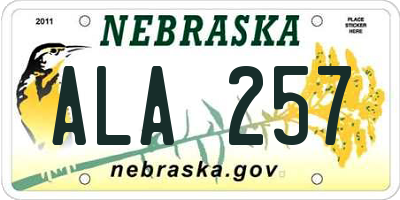 NE license plate ALA257