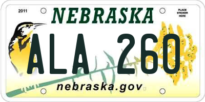 NE license plate ALA260
