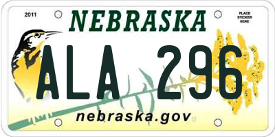 NE license plate ALA296