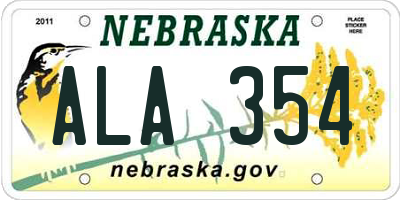 NE license plate ALA354