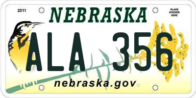NE license plate ALA356