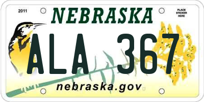 NE license plate ALA367