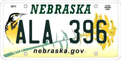 NE license plate ALA396