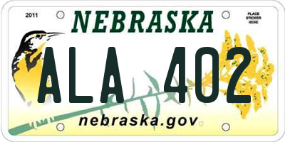 NE license plate ALA402