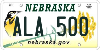 NE license plate ALA500