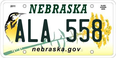 NE license plate ALA558