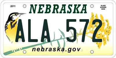 NE license plate ALA572