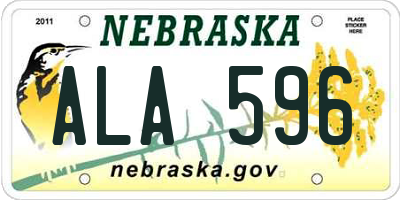 NE license plate ALA596