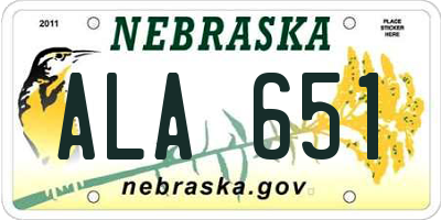 NE license plate ALA651