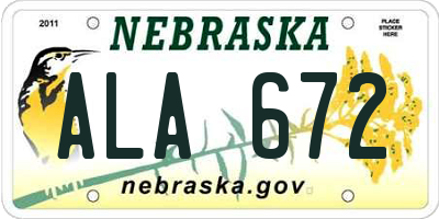NE license plate ALA672