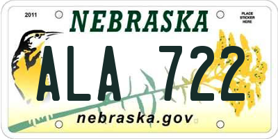 NE license plate ALA722