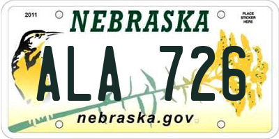 NE license plate ALA726
