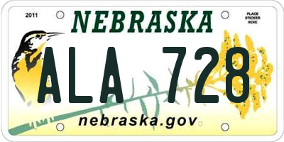 NE license plate ALA728