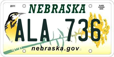 NE license plate ALA736