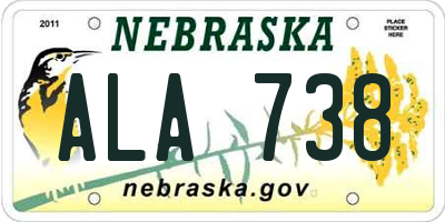 NE license plate ALA738