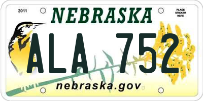 NE license plate ALA752
