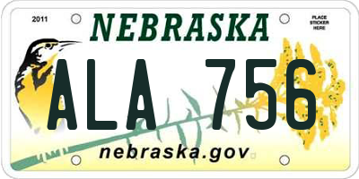 NE license plate ALA756