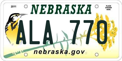 NE license plate ALA770