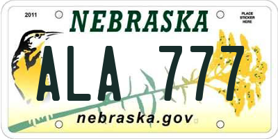 NE license plate ALA777