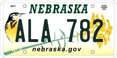 NE license plate ALA782