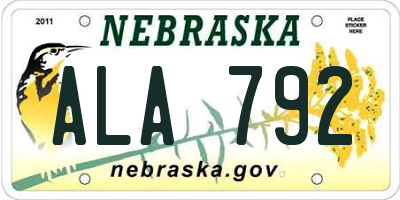 NE license plate ALA792