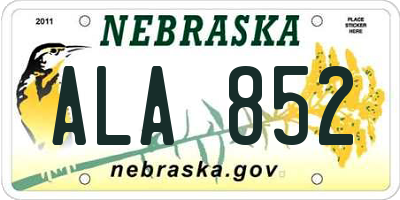 NE license plate ALA852