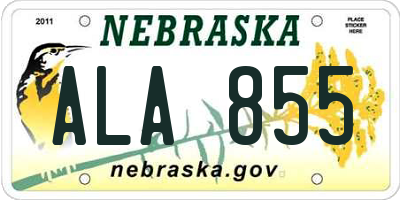 NE license plate ALA855