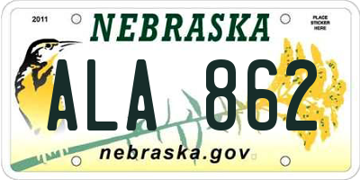 NE license plate ALA862
