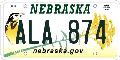 NE license plate ALA874