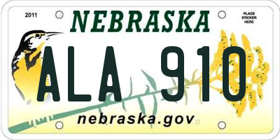 NE license plate ALA910