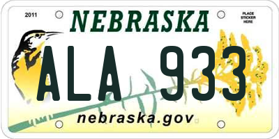 NE license plate ALA933