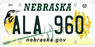 NE license plate ALA960