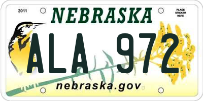 NE license plate ALA972