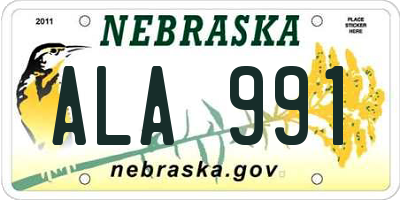 NE license plate ALA991