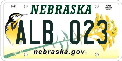 NE license plate ALB023