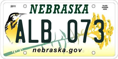 NE license plate ALB073