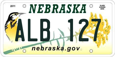 NE license plate ALB127