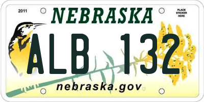 NE license plate ALB132