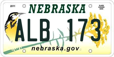 NE license plate ALB173