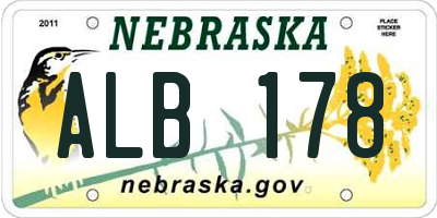 NE license plate ALB178