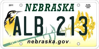 NE license plate ALB213