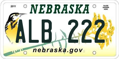 NE license plate ALB222