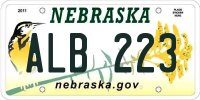 NE license plate ALB223