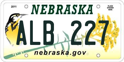 NE license plate ALB227