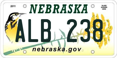 NE license plate ALB238