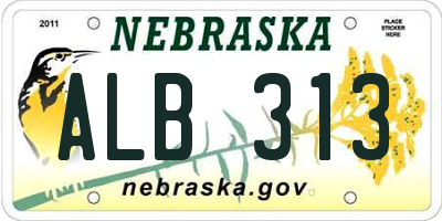 NE license plate ALB313