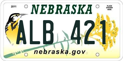 NE license plate ALB421
