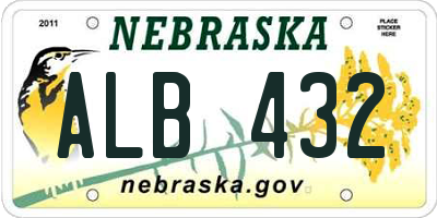 NE license plate ALB432