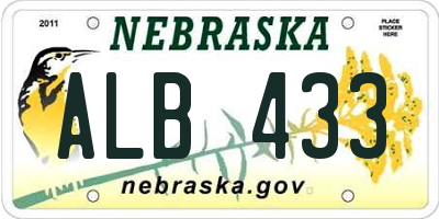 NE license plate ALB433