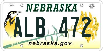 NE license plate ALB472